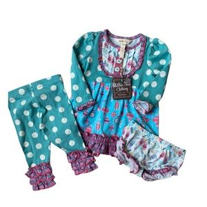 Matilda Jane Stained Glass Dress with Diaper Cover & Cavalier Leggings - 3-6 mo